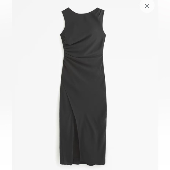 Abercrombie & Fitch Draped High-Neck Shell Midi Dress - Picture 1 of 8